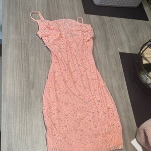 Windsor Pink Beaded Mini Dress